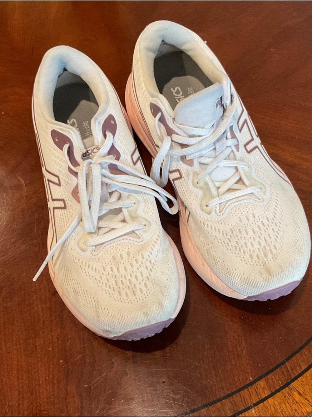 ASICS Women's White and Light Pink Running Sneakers